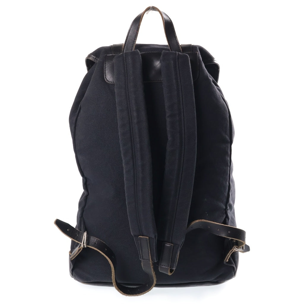 COMME des GARCONS HOMME(コムデギャルソンオム) ドローストリング レザー切替 コットンキャンバス リュックサック バックパック ブラック HH-K 205