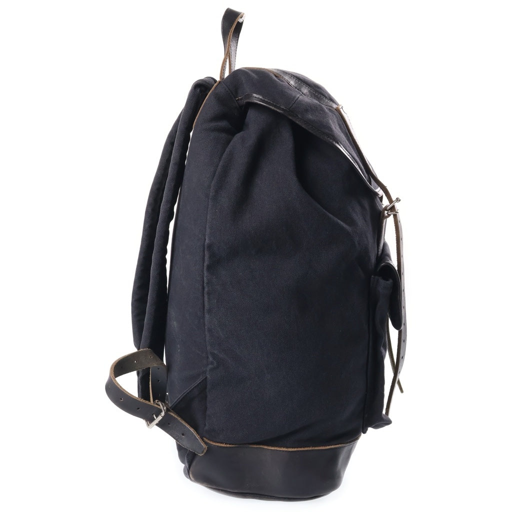 COMME des GARCONS HOMME(コムデギャルソンオム) ドローストリング レザー切替 コットンキャンバス リュックサック バックパック ブラック HH-K 205