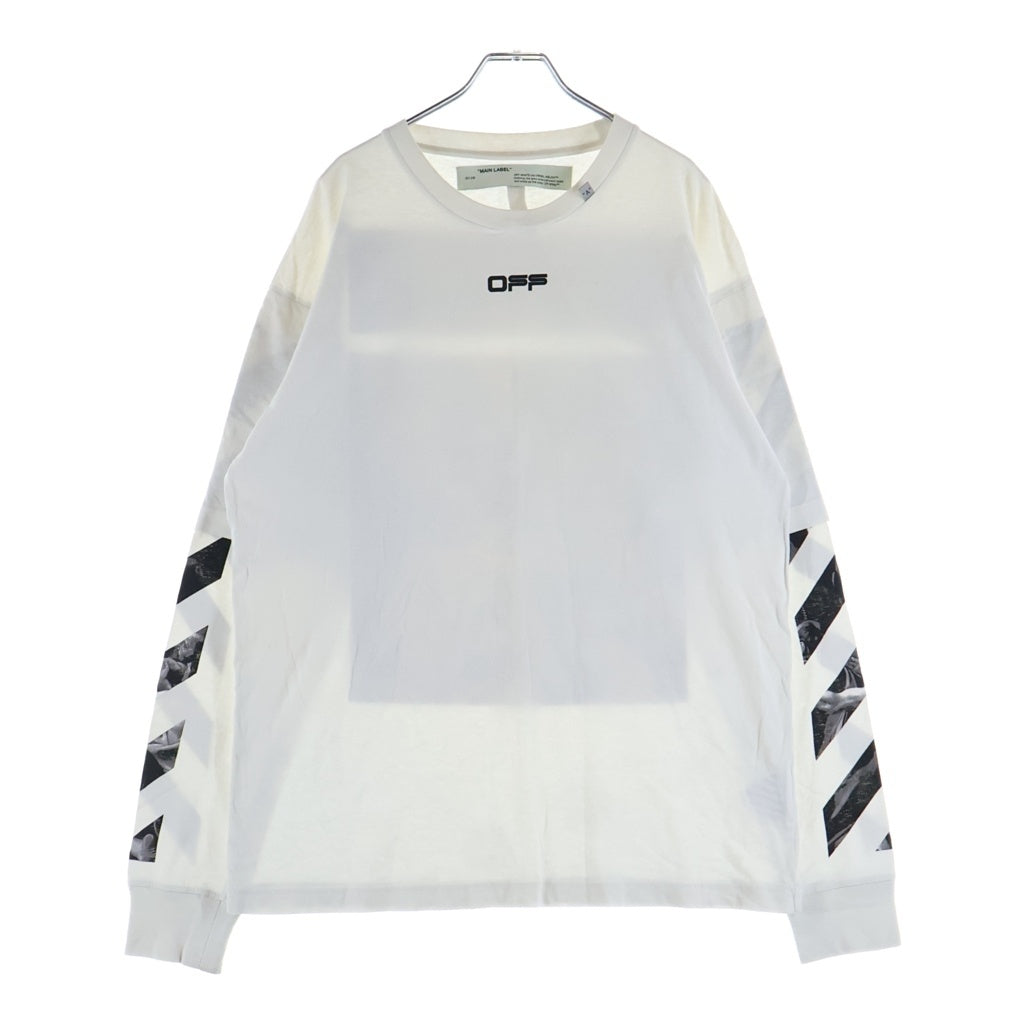 OFF-WHITE(オフホワイト) 20SS フェイクレイヤード グラフィックプリント クルーネック 長袖Tシャツ カットソー ホワイト OMAB022S20185005