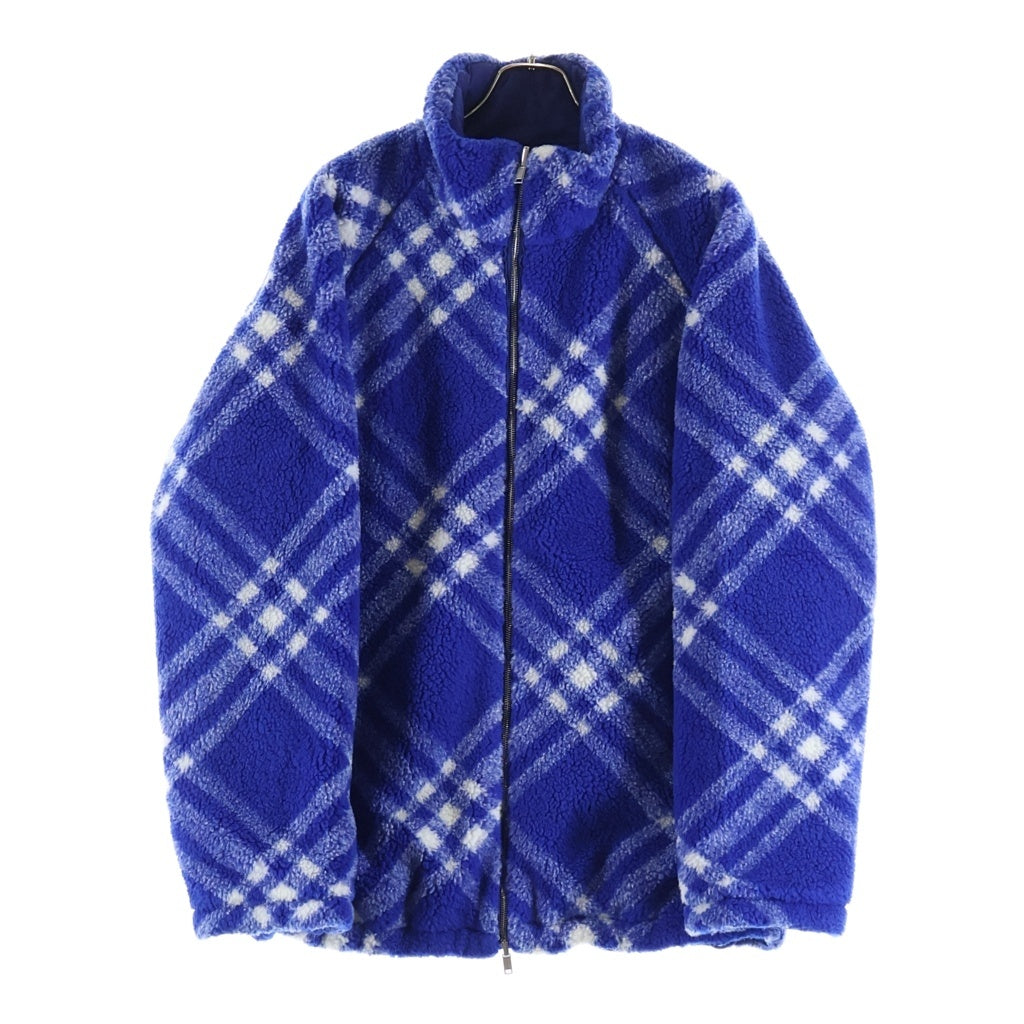 BURBERRY(バーバリー) 23AW COLORBLOCK CHECK CASUAL LONG-SLEEVE JACKET カラーブロックチェック カジュアル ロングスリーブ リバーシブル ボアジャケット ブルゾン ブルー 8078777