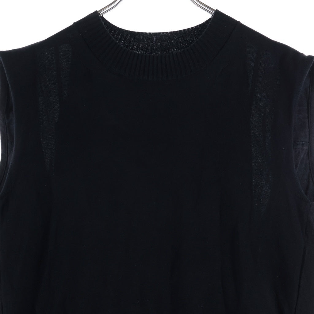 Sacai(サカイ) 26SS Denim x Knit Dress デニム ニット 切り替え ノースリーブドレス ワンピース ブラック レディース 26-08472