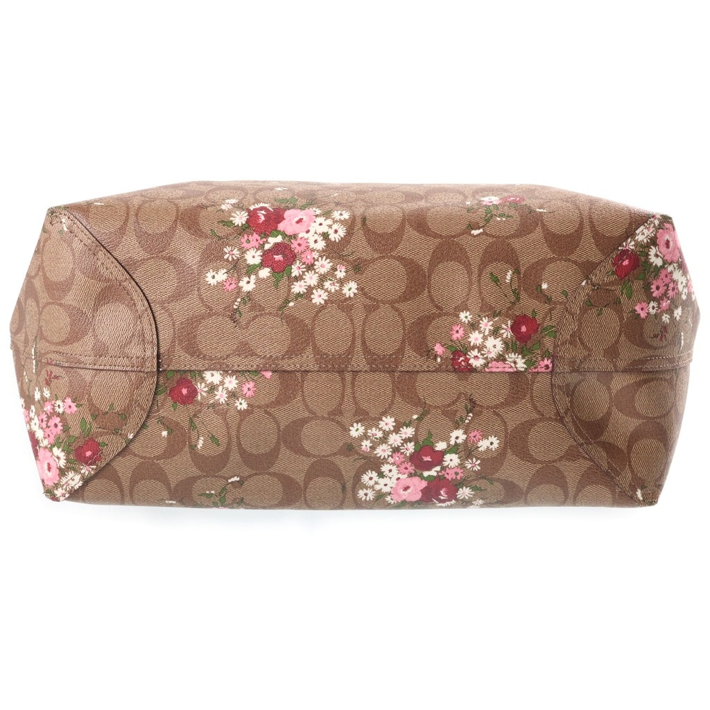 COACH(コーチ) シグネチャー フローラルプリント リバーシブル PVCレザー トートバッグ ブラウン/ピンク F29547 レディース