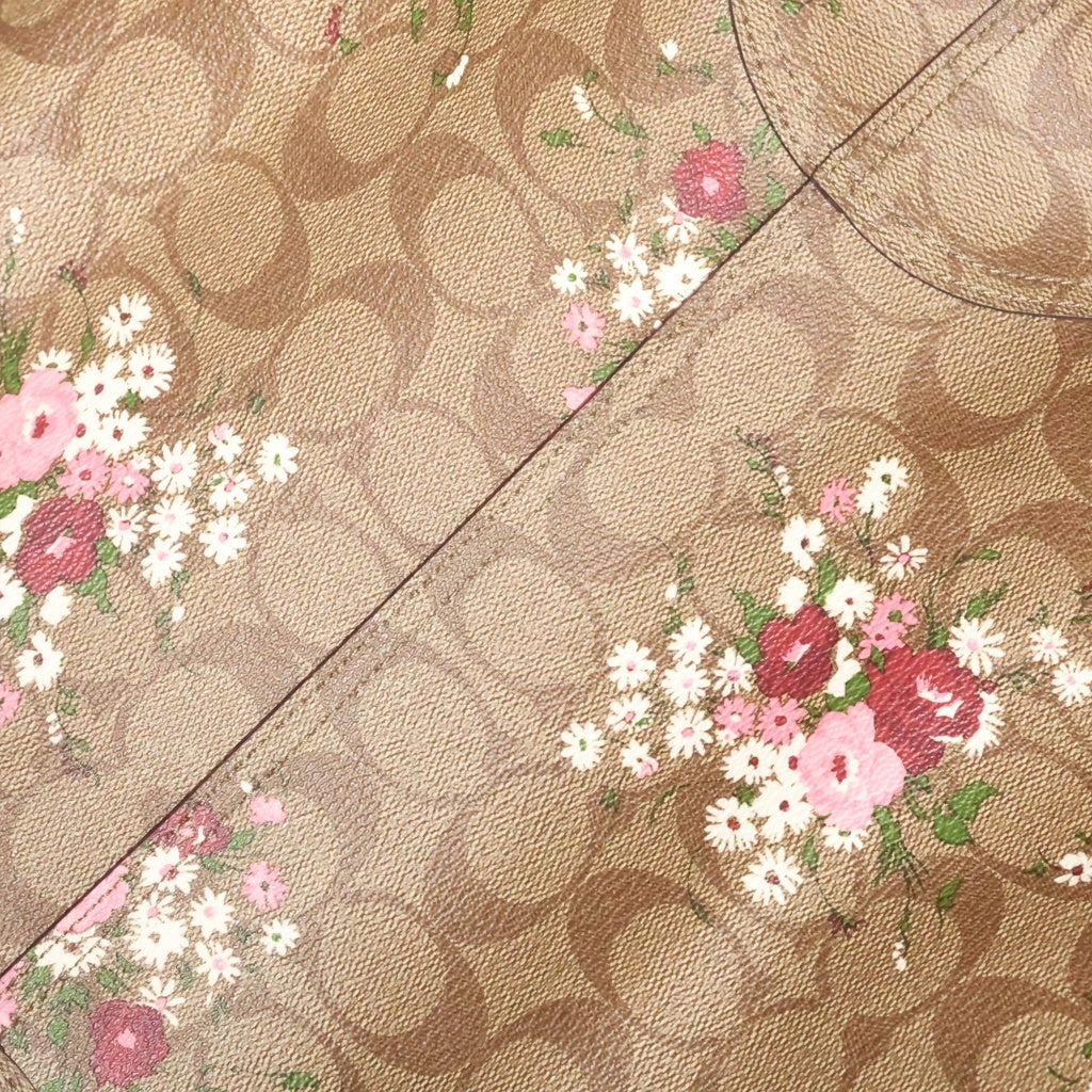 COACH(コーチ) シグネチャー フローラルプリント リバーシブル PVCレザー トートバッグ ブラウン/ピンク F29547 レディース