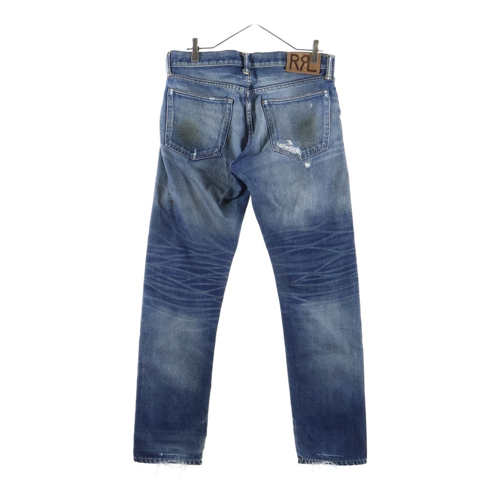 RRL(ダブルアールエル) ダメージ加工 スリムフィット ボタンフライ デニムパンツ インディゴ 782504838029