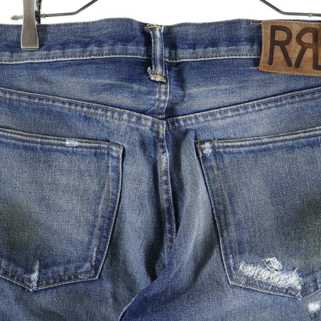 RRL(ダブルアールエル) ダメージ加工 スリムフィット ボタンフライ デニムパンツ インディゴ 782504838029