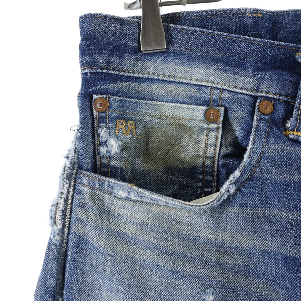 RRL(ダブルアールエル) ダメージ加工 スリムフィット ボタンフライ デニムパンツ インディゴ 782504838029