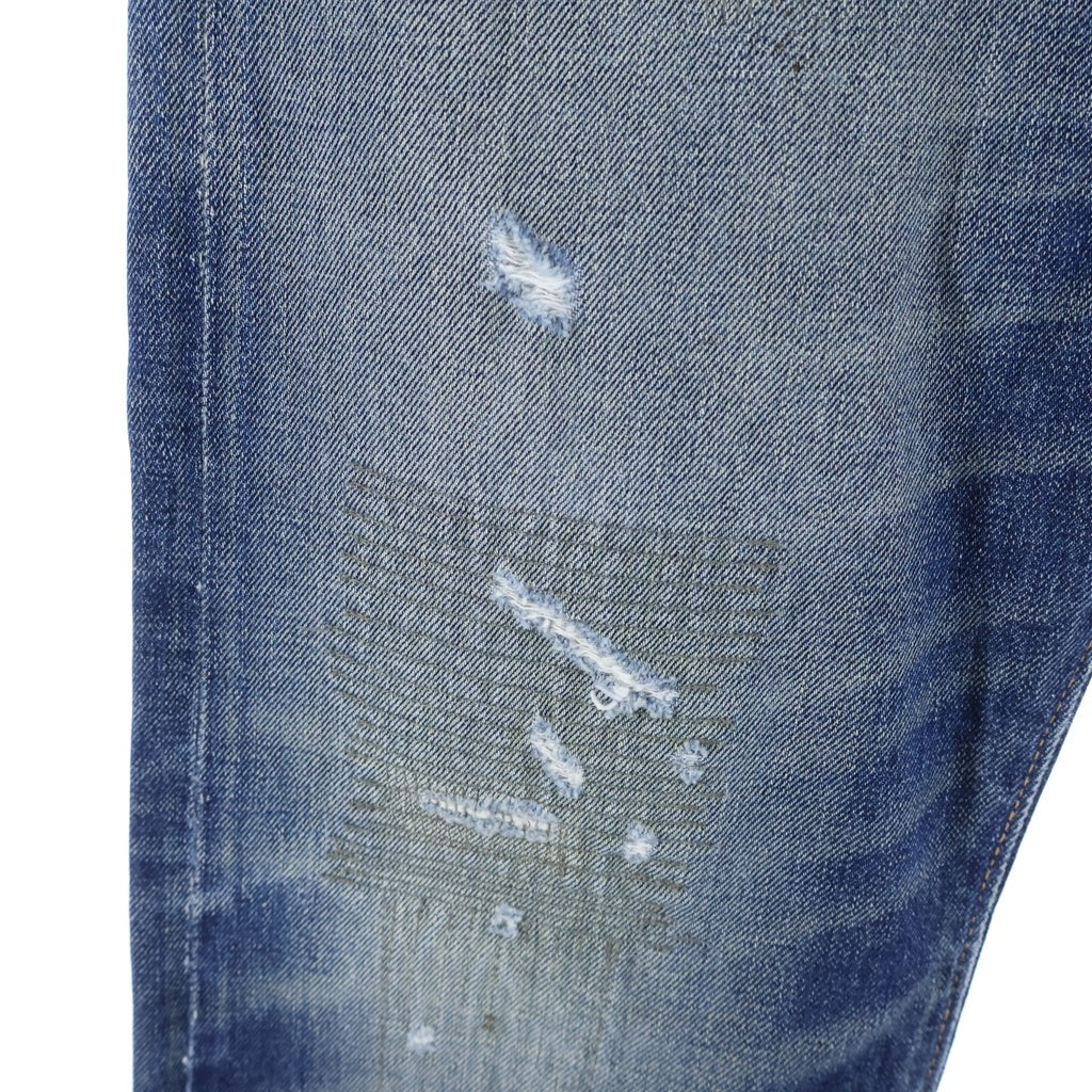 RRL(ダブルアールエル) ダメージ加工 スリムフィット ボタンフライ デニムパンツ インディゴ 782504838029