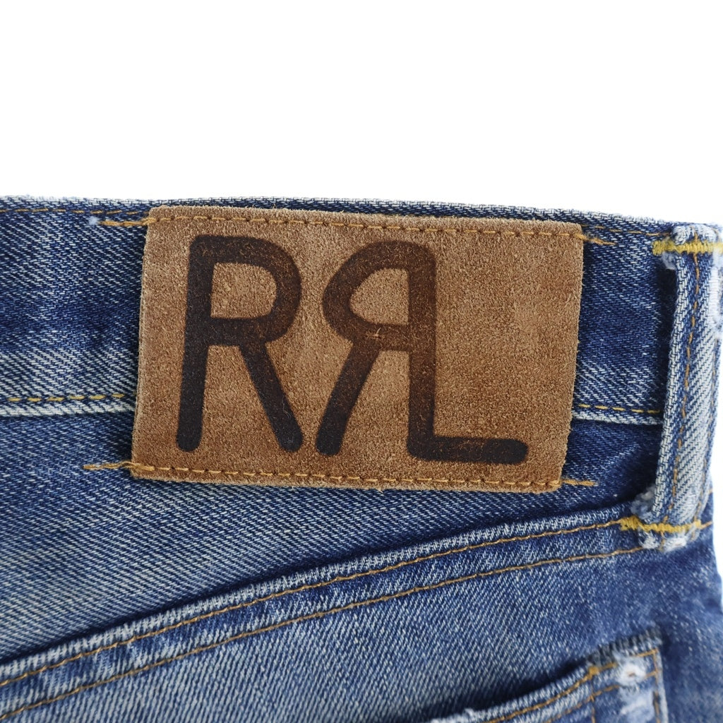 RRL(ダブルアールエル) ダメージ加工 スリムフィット ボタンフライ デニムパンツ インディゴ 782504838029