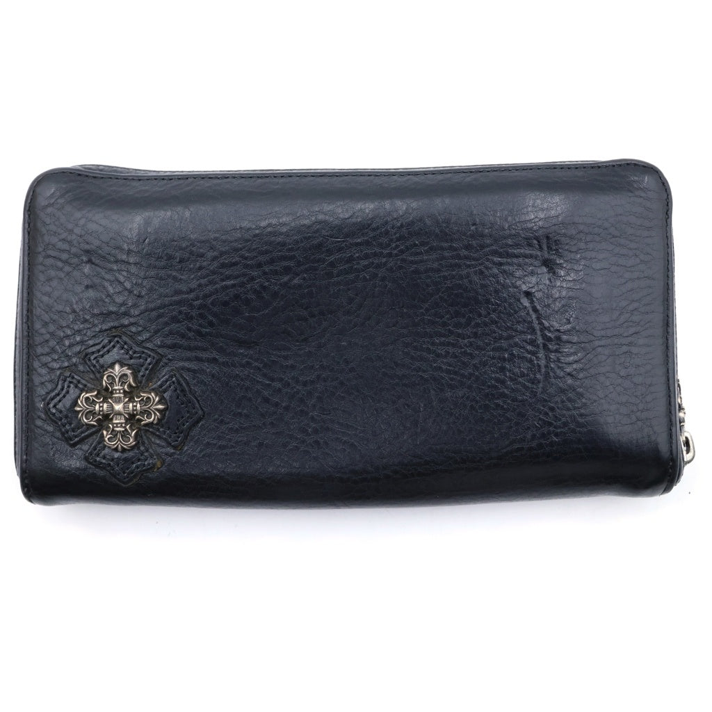 CHROME HEARTS(クロムハーツ) RC F ZP2 フィリグリープラス装飾 ラウンドジップレザーロングウォレット 財布 ブラック