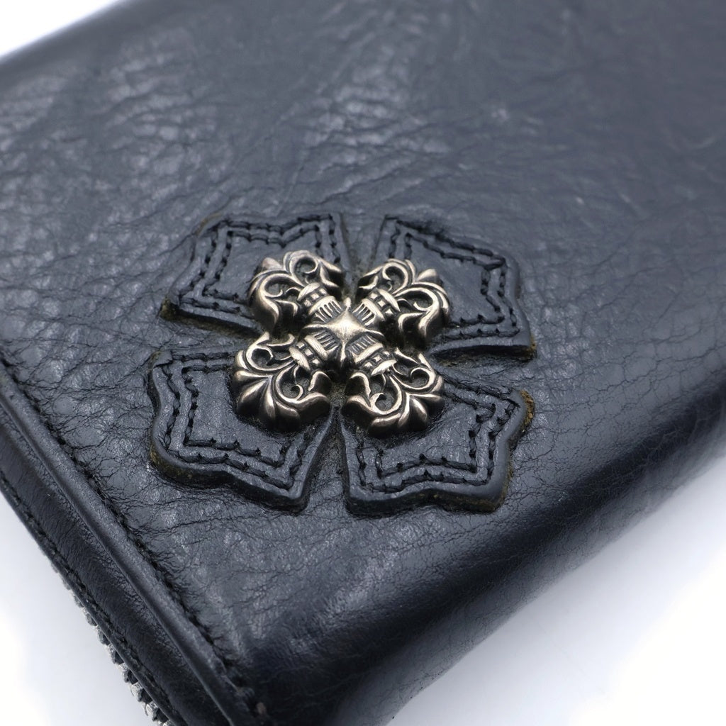 CHROME HEARTS(クロムハーツ) RC F ZP2 フィリグリープラス装飾 ラウンドジップレザーロングウォレット 財布 ブラック