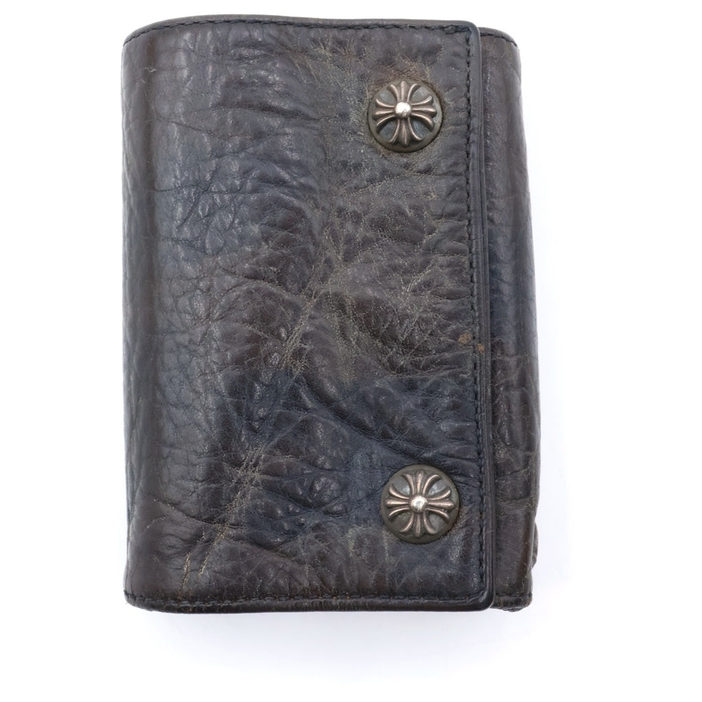 CHROME HEARTS(クロムハーツ) 3FOLD 3 フォールド クロスボタンレザーウォレット 財布 カモフラ 迷彩 ブラウン