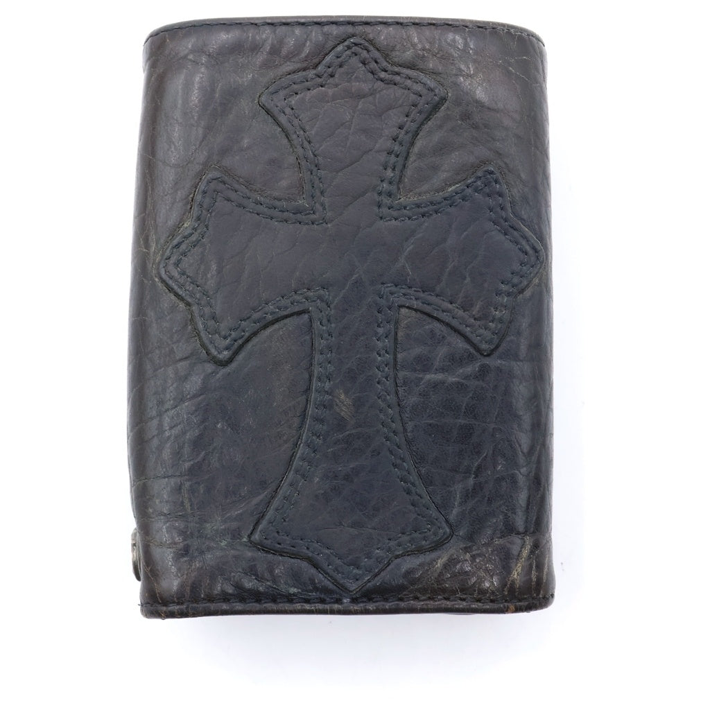 CHROME HEARTS(クロムハーツ) 3FOLD 3 フォールド クロスボタンレザーウォレット 財布 カモフラ 迷彩 ブラウン
