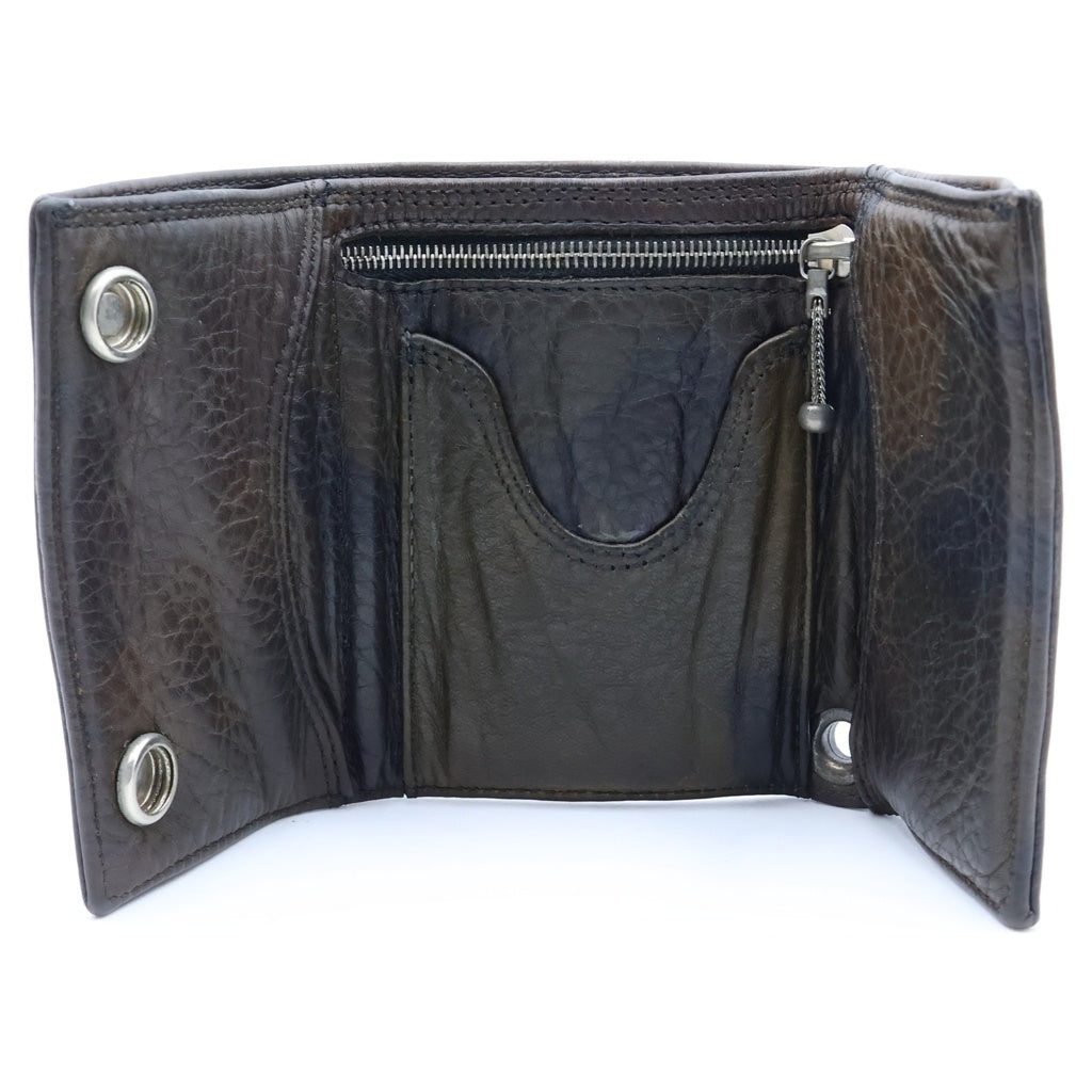 CHROME HEARTS(クロムハーツ) 3FOLD 3 フォールド クロスボタンレザーウォレット 財布 カモフラ 迷彩 ブラウン