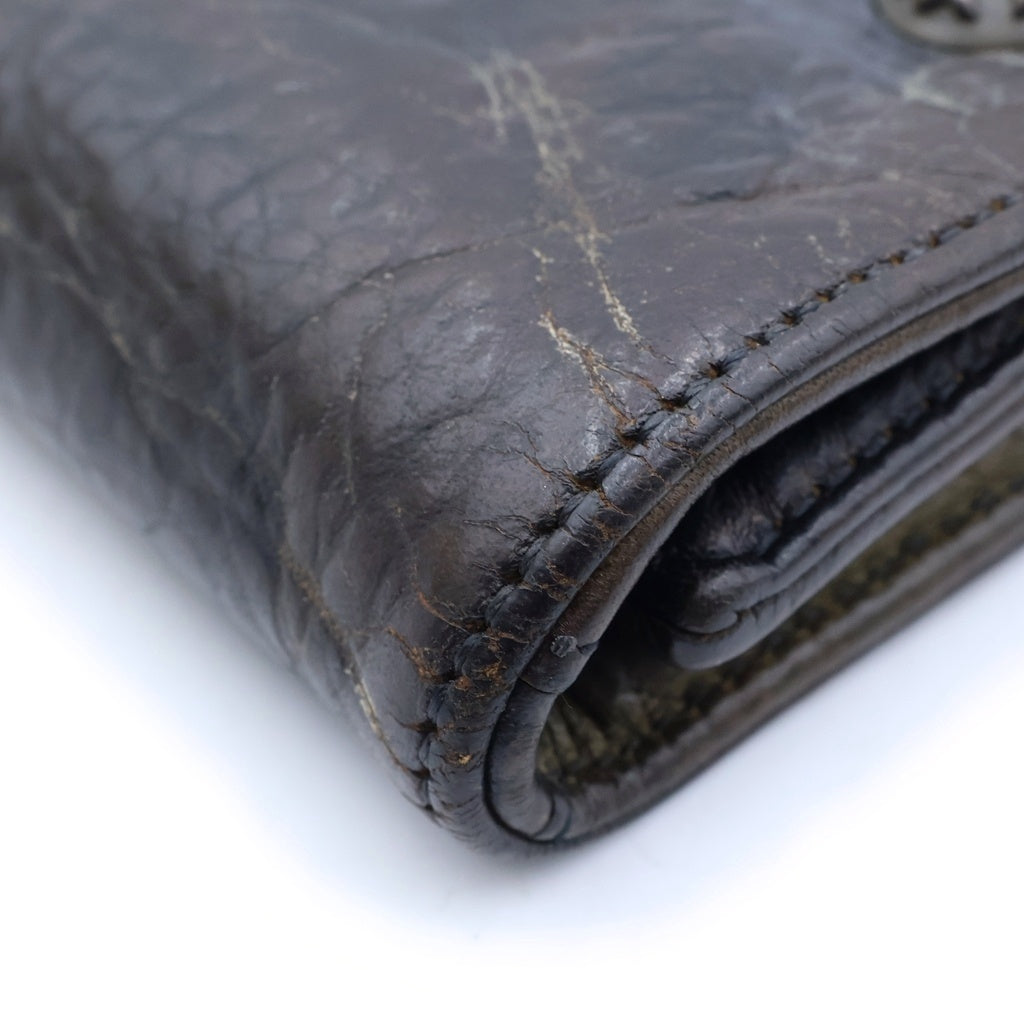 CHROME HEARTS(クロムハーツ) 3FOLD 3 フォールド クロスボタンレザーウォレット 財布 カモフラ 迷彩 ブラウン