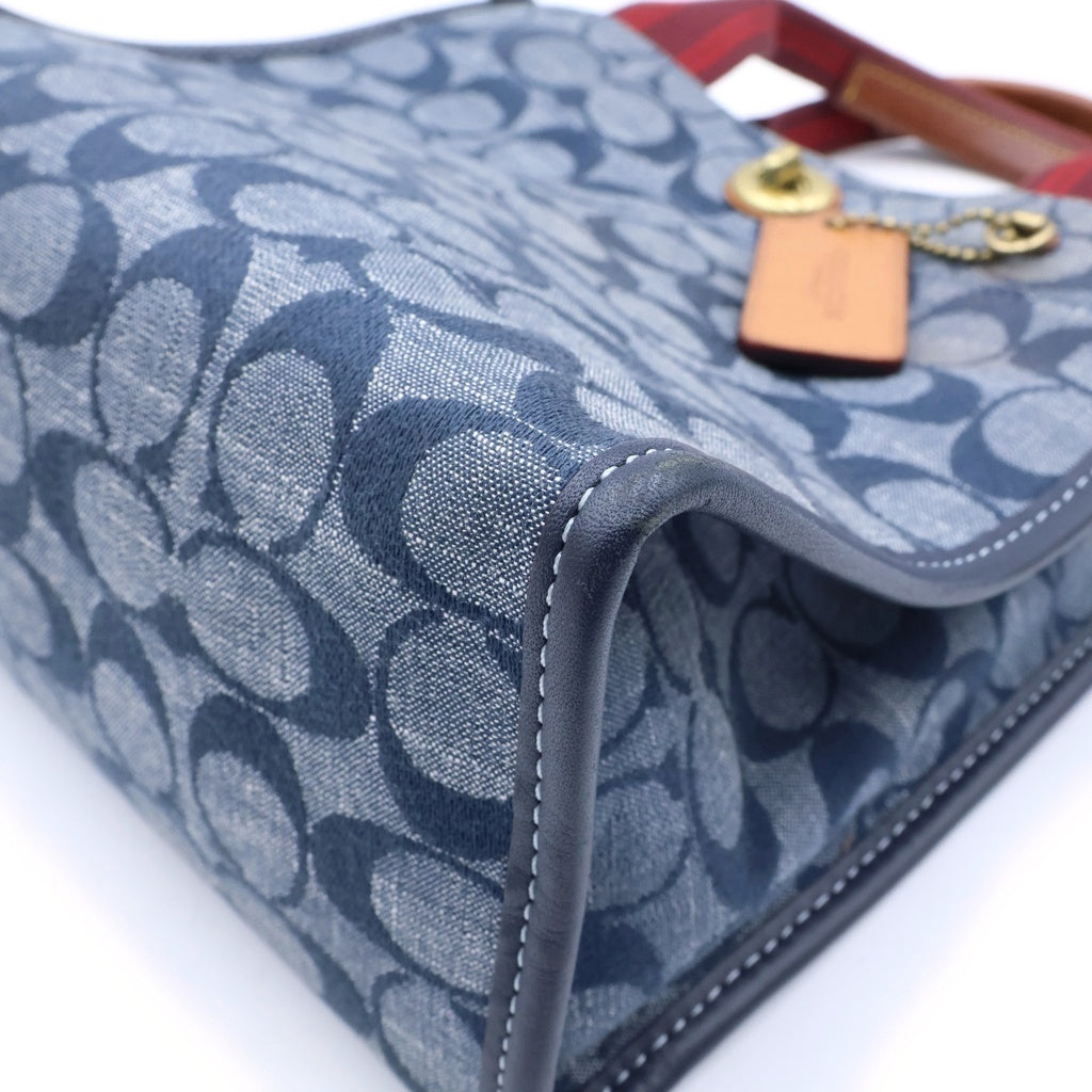COACH(コーチ) Tote 22 In Signature Chambray シグネチャーシャンブレー 2WAYショルダー トートバッグ グレー B2022-3663 レディース