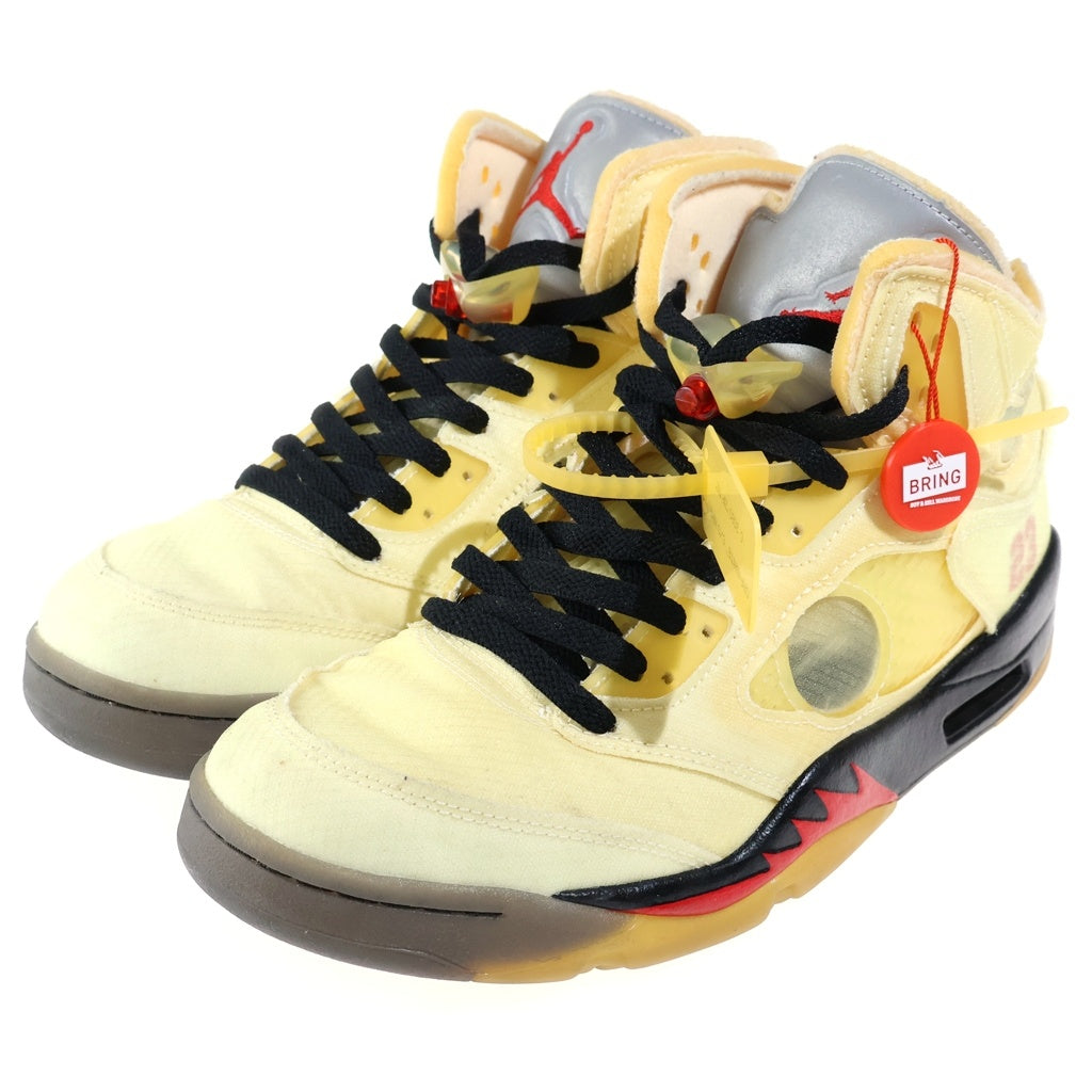 NIKE(ナイキ) ×OFF-WHITE AIR JORDAN オフホワイト エアジョーダン 5 セイル ハイカットスニーカー アイボリー US10/28cm DH8565-100