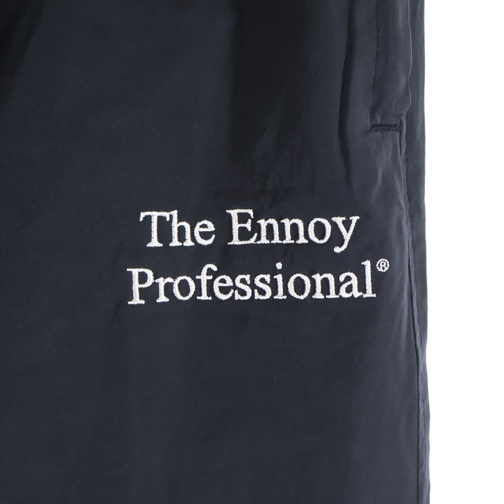 The Ennoy Professional(エンノイプロフェッショナル) 24AW CPN TRACK PANTS フロントロゴデザイン ドローストリング ナイロントラックパンツ ブラック AW24BRENPT04LP
