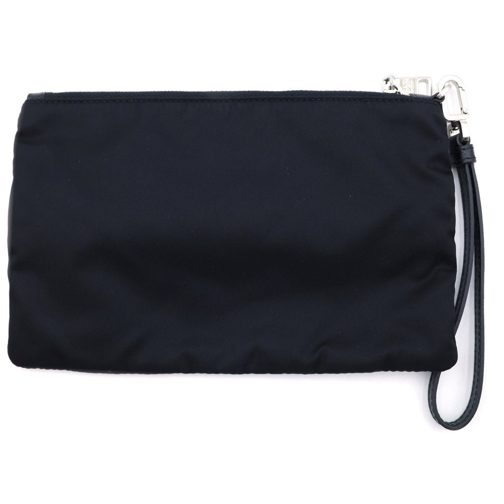 PRADA(プラダ) RE-NYLON SAFFIANO LEATHER POUCH リナイロン サフィアーノレザートリム ポーチ クラッチバッグ ブラック 2NH006 レディース