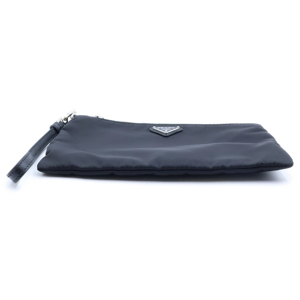 PRADA(プラダ) RE-NYLON SAFFIANO LEATHER POUCH リナイロン サフィアーノレザートリム ポーチ クラッチバッグ ブラック 2NH006 レディース
