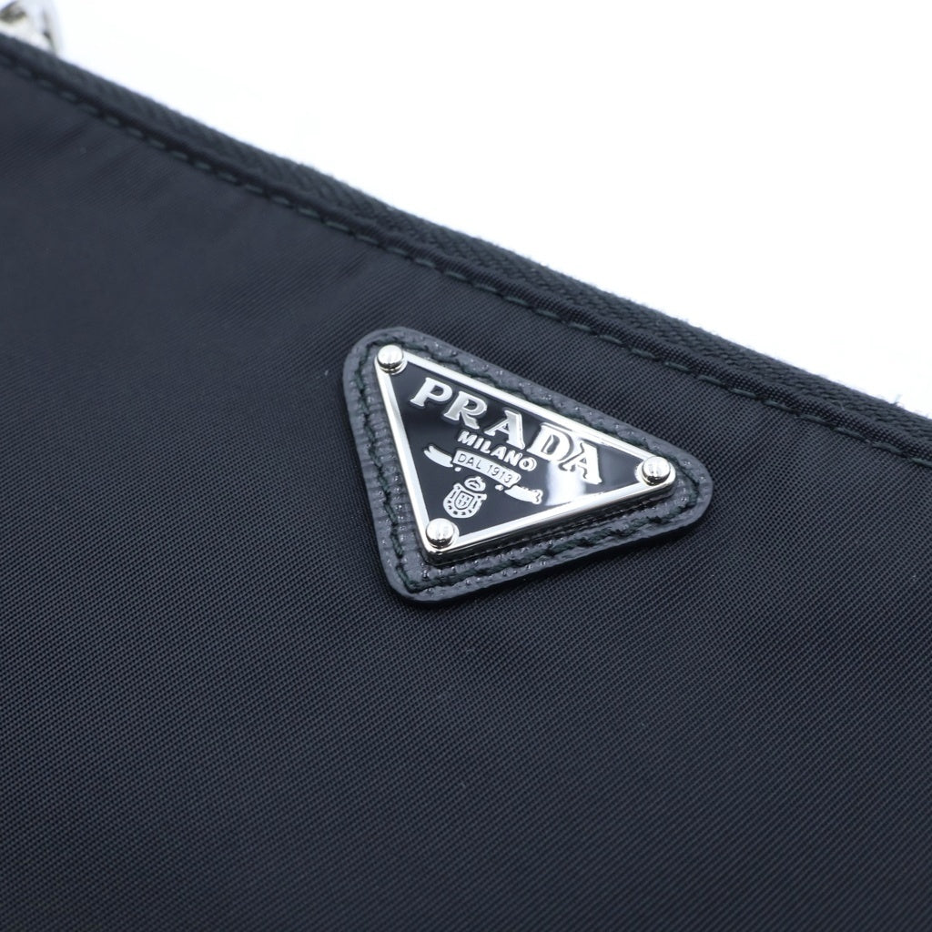PRADA(プラダ) RE-NYLON SAFFIANO LEATHER POUCH リナイロン サフィアーノレザートリム ポーチ クラッチバッグ ブラック 2NH006 レディース
