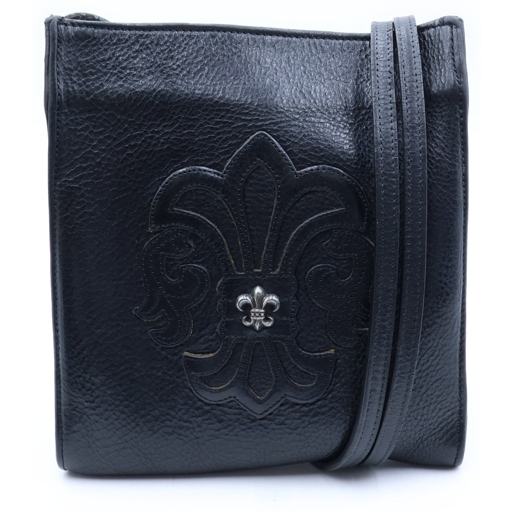 CHROME HEARTS(クロムハーツ) SQ PKT BS FLUER スクエアポケット BSフレアパッチレザーショルダーバッグ ブラック レディース