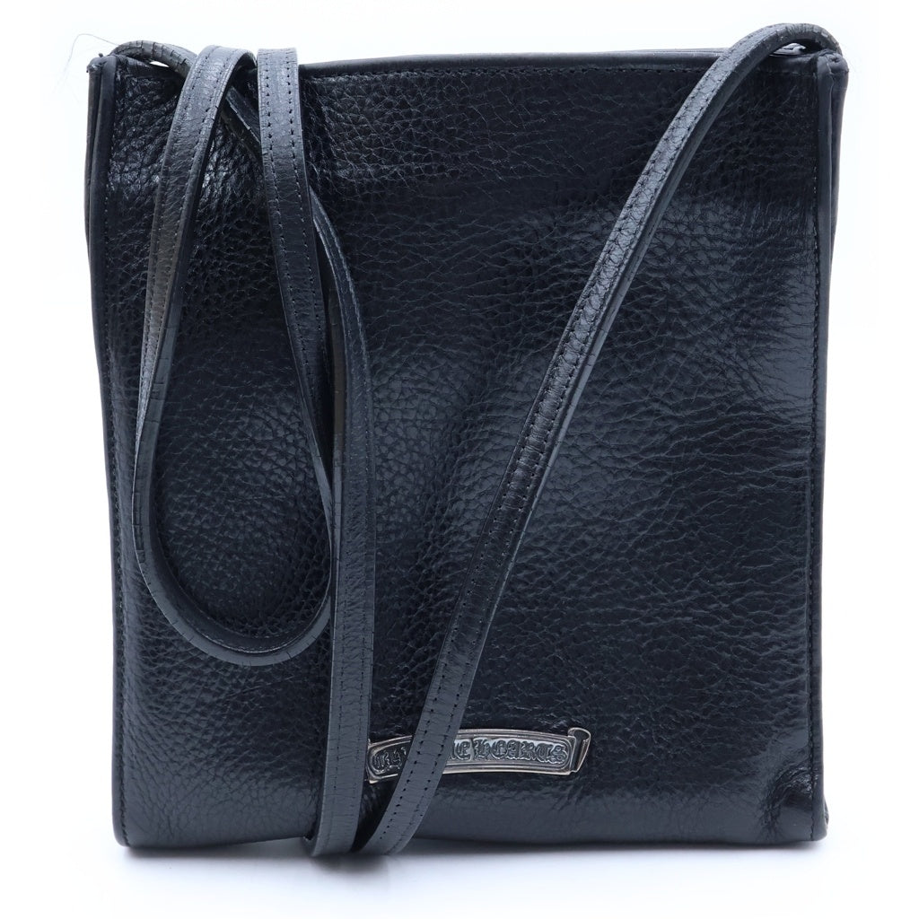 CHROME HEARTS(クロムハーツ) SQ PKT BS FLUER スクエアポケット BSフレアパッチレザーショルダーバッグ ブラック レディース