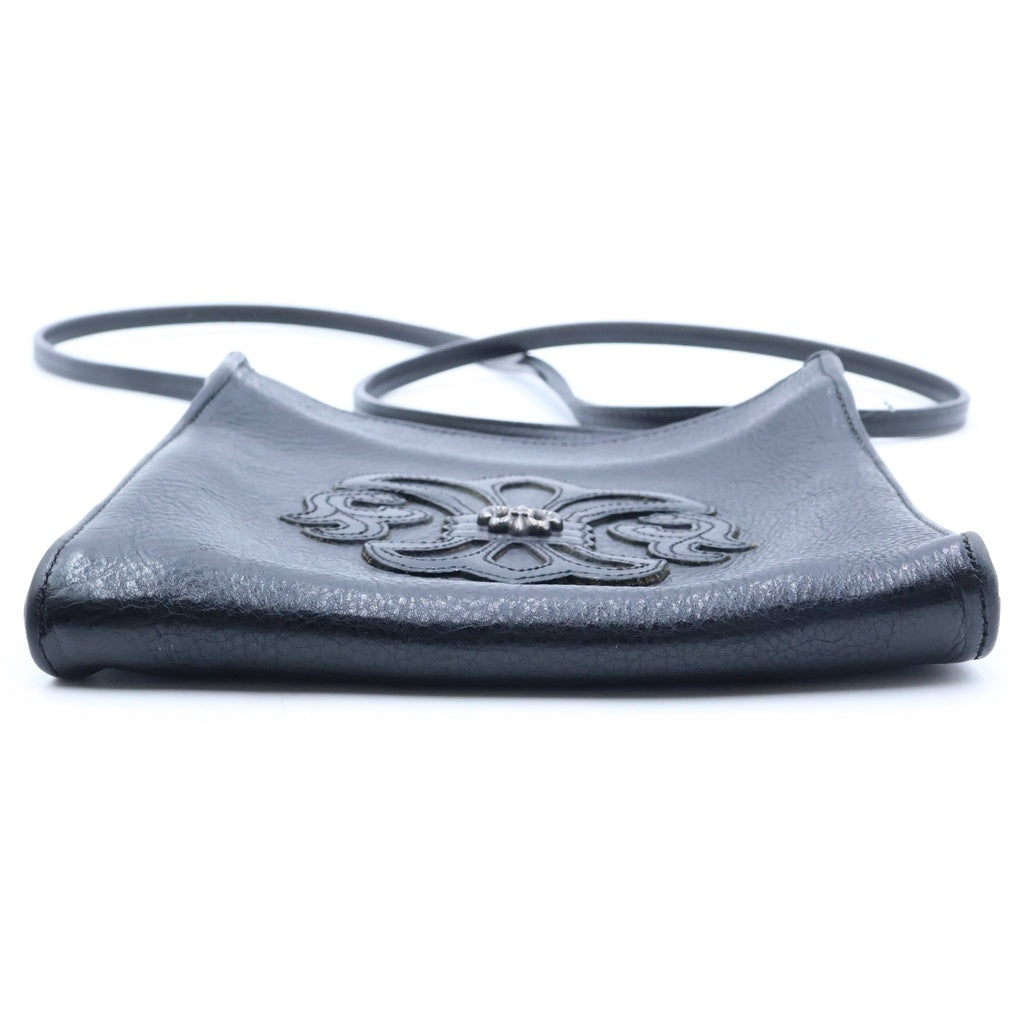 CHROME HEARTS(クロムハーツ) SQ PKT BS FLUER スクエアポケット BSフレアパッチレザーショルダーバッグ ブラック レディース