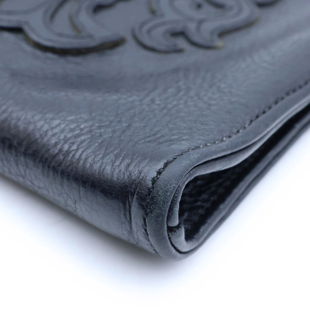 CHROME HEARTS(クロムハーツ) SQ PKT BS FLUER スクエアポケット BSフレアパッチレザーショルダーバッグ ブラック レディース