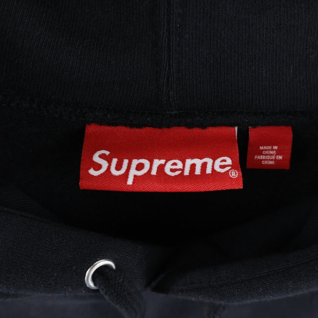 SUPREME(シュプリーム) 23AW Collegiate Patchwork Leather Hooded Sweatshirt カリージェトパッチワークレザー フーデッドスウェットシャツ パーカー ブラック