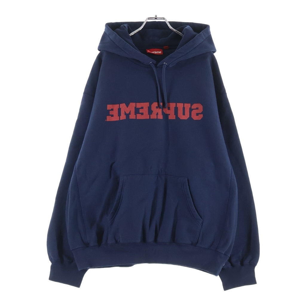 SUPREME(シュプリーム) 25SS Reverse Hooded Sweatshirt リバース ロゴプリント フーデッドスウェットシャツ パーカー ネイビー
