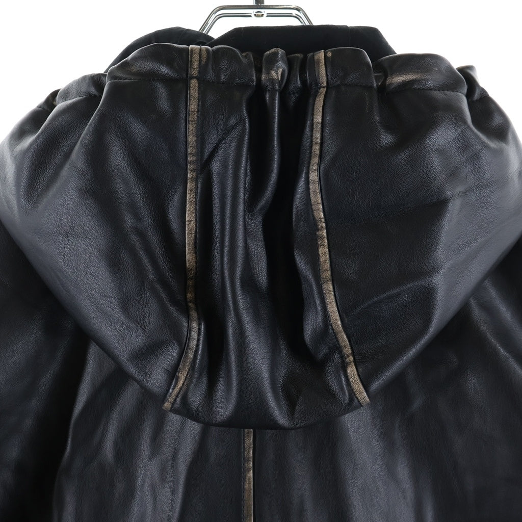 DIESEL(ディーゼル) G-LARY フェイクレザー フーデッドコート ジャケット ブラック A16287