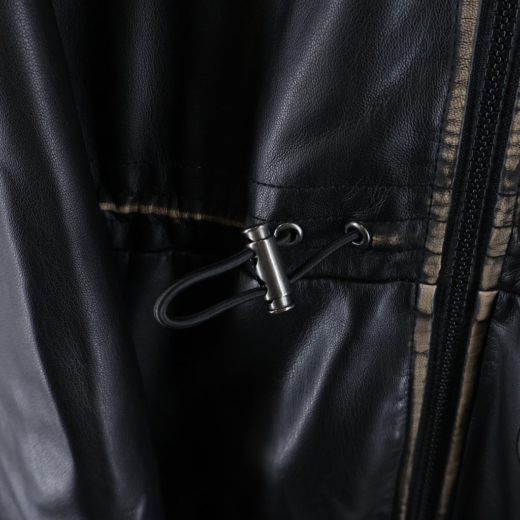 DIESEL(ディーゼル) G-LARY フェイクレザー フーデッドコート ジャケット ブラック A16287