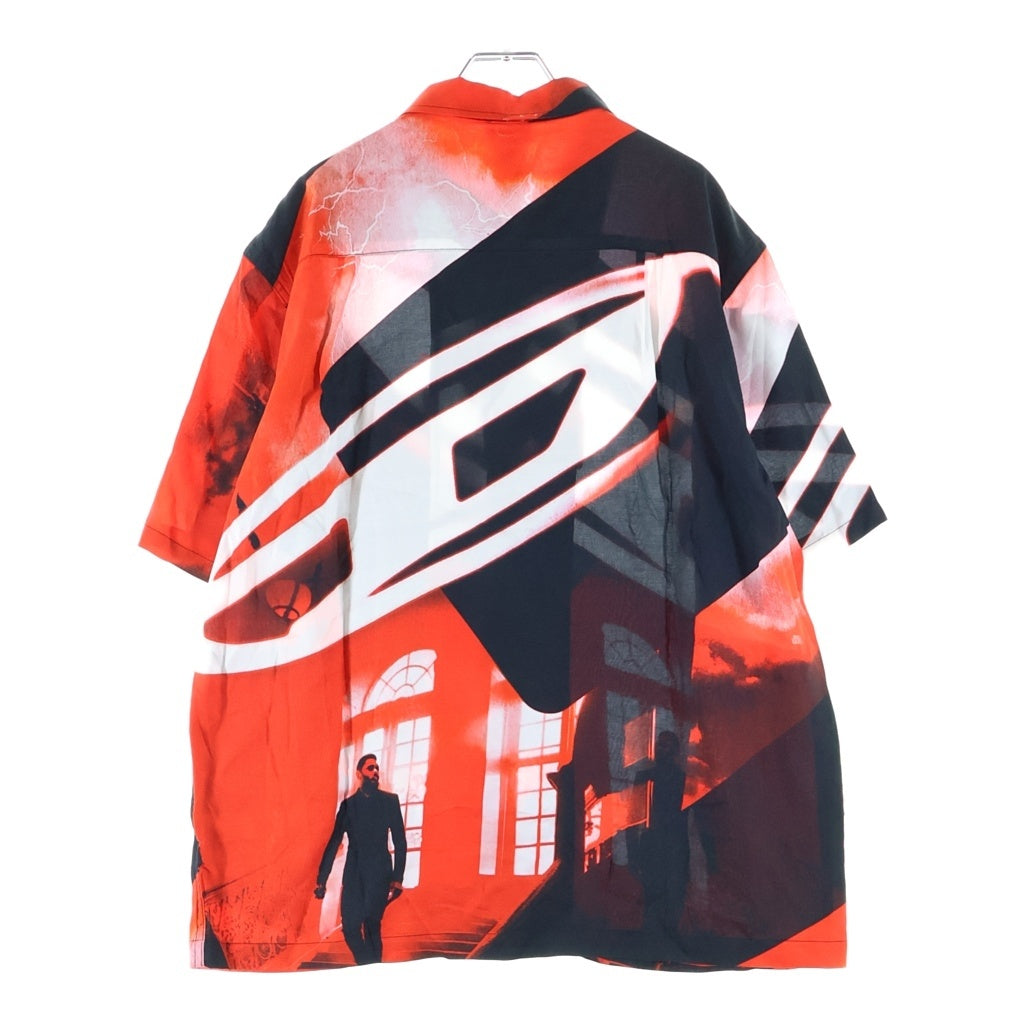 DIESEL(ディーゼル) BMOWT-ADRIAN SHIRT 総柄 レーヨン オープンカラー半袖シャツ レッド A13169