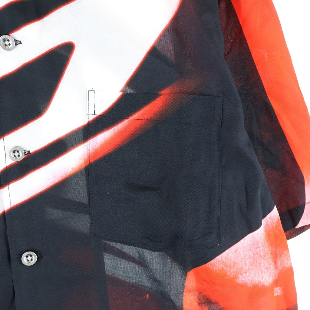 DIESEL(ディーゼル) BMOWT-ADRIAN SHIRT 総柄 レーヨン オープンカラー半袖シャツ レッド A13169