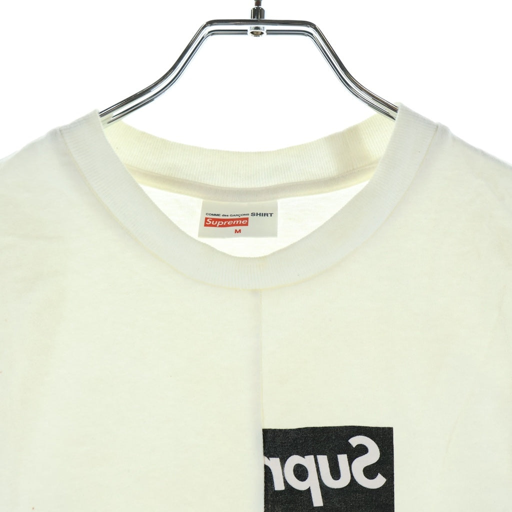 SUPREME(シュプリーム) 18AW ×COMME des GARCONS SHIRT Split Box Logo Tee コムデギャルソン スプリットボックスロゴ クルーネック半袖Tシャツ カットソー ホワイト