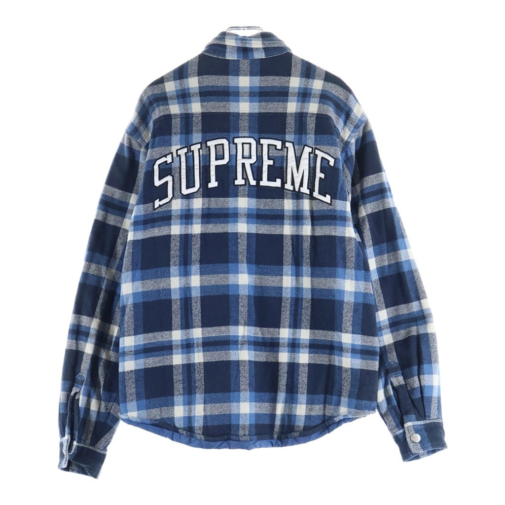 SUPREME(シュプリーム) 17AW Quilted Arc Logo Flannel Shirt キルテッド アーチロゴ フランネルチェックシャツ ブルー