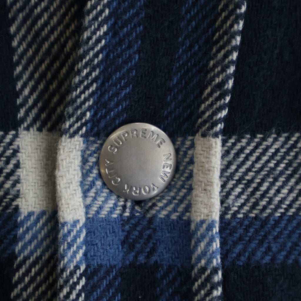 SUPREME(シュプリーム) 17AW Quilted Arc Logo Flannel Shirt キルテッド アーチロゴ フランネルチェックシャツ ブルー
