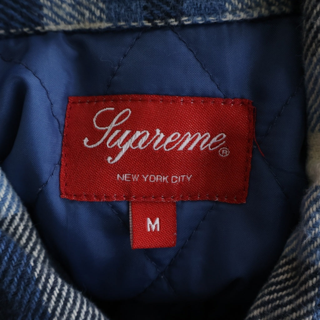 SUPREME(シュプリーム) 17AW Quilted Arc Logo Flannel Shirt キルテッド アーチロゴ フランネルチェックシャツ ブルー