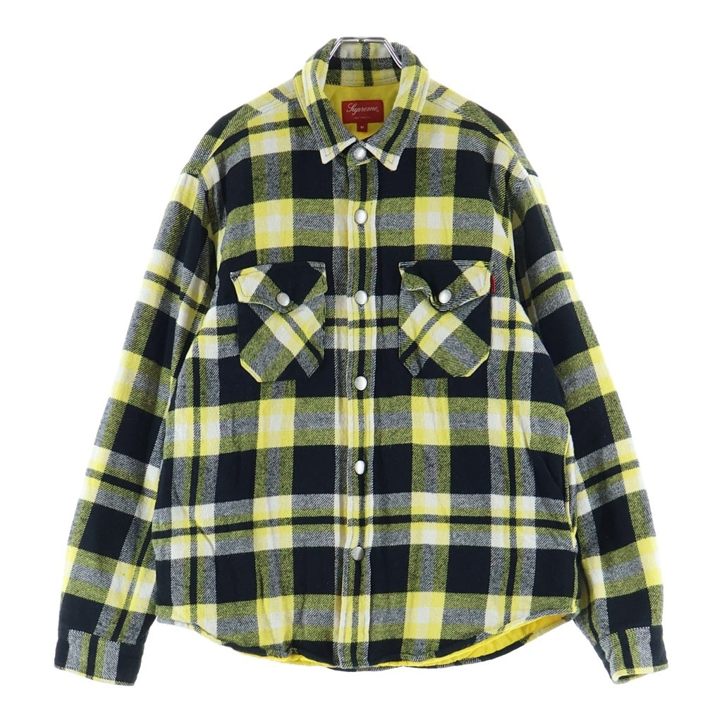 SUPREME(シュプリーム) 17AW Quilted Arc Logo Flannel Shirt キルテッド アーチロゴ フランネルチェックシャツ イエロー