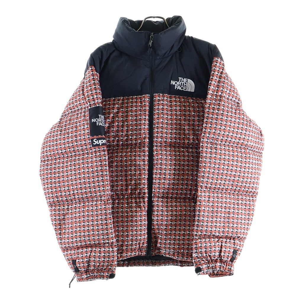 SUPREME(シュプリーム) 21SS ×THE NORTH FACE Studded Nuptse Jacket ザノースフェイス スタッズ ヌプシ ジップアップフーデッドナイロンダウンジャケット ブラック/レッド NF0A5IQW