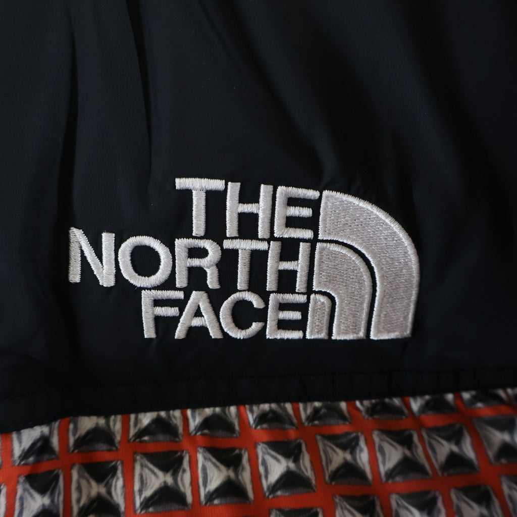 SUPREME(シュプリーム) 21SS ×THE NORTH FACE Studded Nuptse Jacket ザノースフェイス スタッズ ヌプシ ジップアップフーデッドナイロンダウンジャケット ブラック/レッド NF0A5IQW