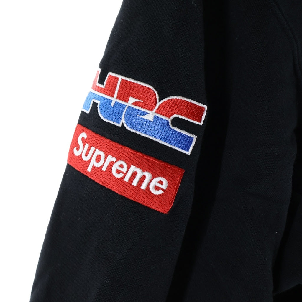 SUPREME(シュプリーム) 19AW ×HONDA ×Fox Racing Crewneck ホンダ フォックスレーシング ロゴエンブロイダリー プルオーバークルーネックスウェットパーカー ブラック