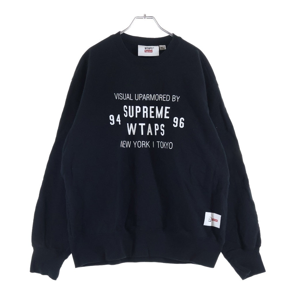 SUPREME(シュプリーム) 21AW ×WTAPS Crewneck Sweatshirt ダブルタップス ロゴプリント プルオーバークルーネックスウェットパーカー ブラック
