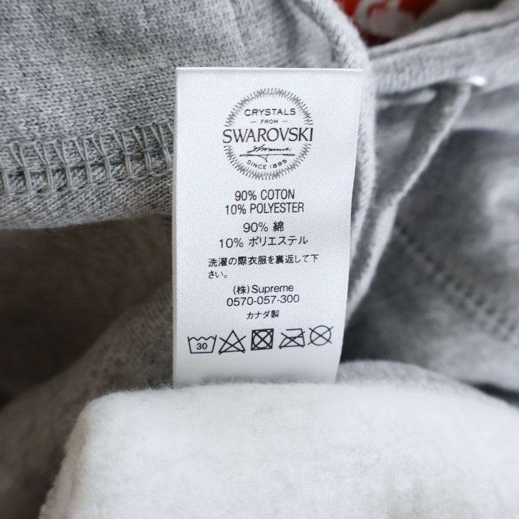 SUPREME(シュプリーム) 19AW ×SWAROVSKI Box Logo Hooded Sweatshirt スワロフスキー ボックスロゴ プルオーバーフーデッドスウェットパーカー グレー