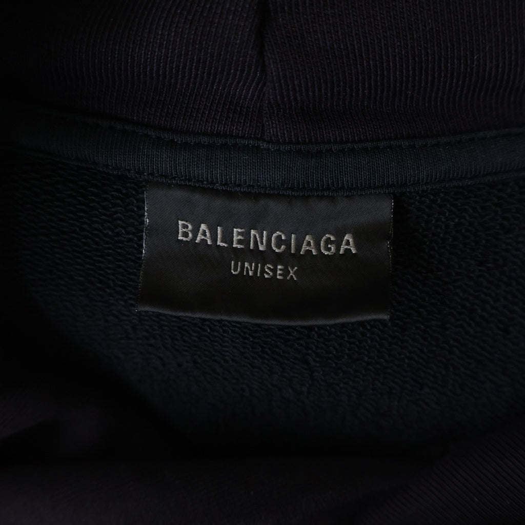 BALENCIAGA(バレンシアガ) 24SS Sample Sticker Round Hoodie サンプルステッカー ラウンド プルオーバーフーディー パーカー ブラック 761458 TPVN3