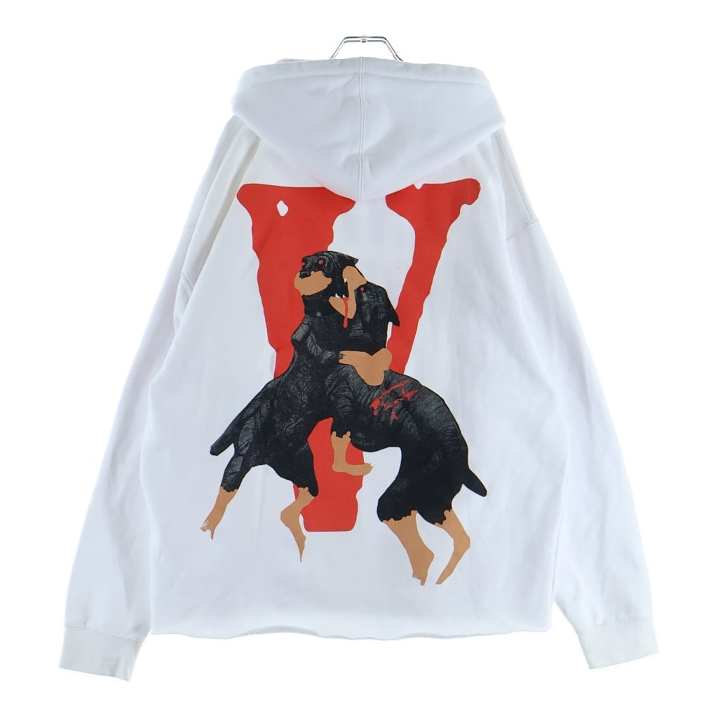 VLONE(ヴィーロン) ×CITY MORGUE シティモーグ 両面プリント カットオフ スウェット フーデッド プルオーバーパーカー ホワイト