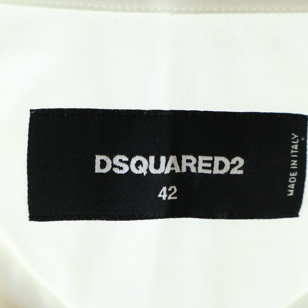 DSQUARED2(ディースクエアード) 20SS 花柄プリント レギュラーカラー コットン 長袖シャツ ホワイト S71DM0303 S36275