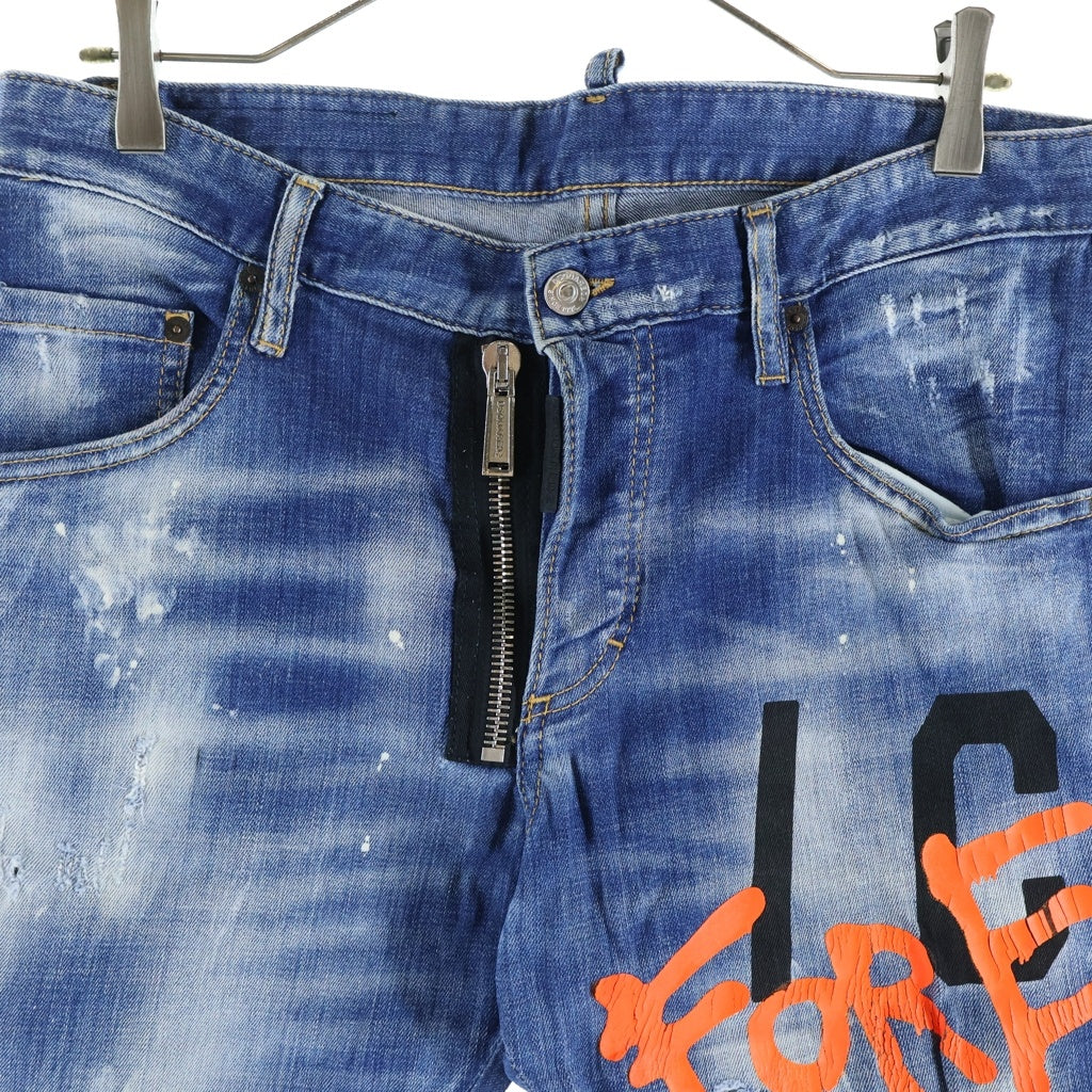 DSQUARED2(ディースクエアード) 22SS SKATER JEAN ICON 4EVER スケータージーンズ アイコンフォーエバーペイント ジップフライ スキニーデニムパンツ インディゴ S79LA0040 S30342