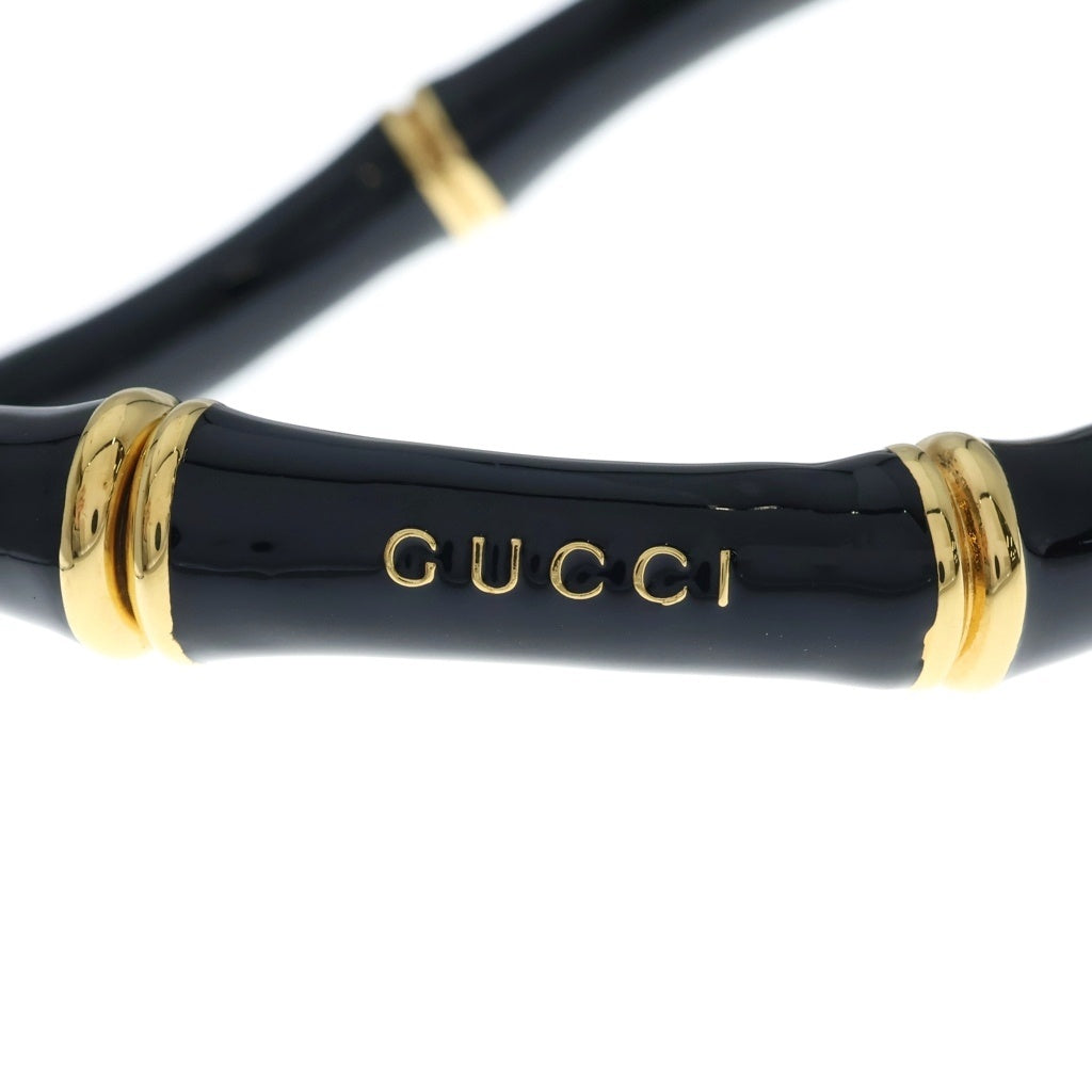 GUCCI(グッチ) 25SS Bamboo Logo Choker バンブー ロゴ チョーカー ネックレス ブラック/ゴールド 830377 レディース