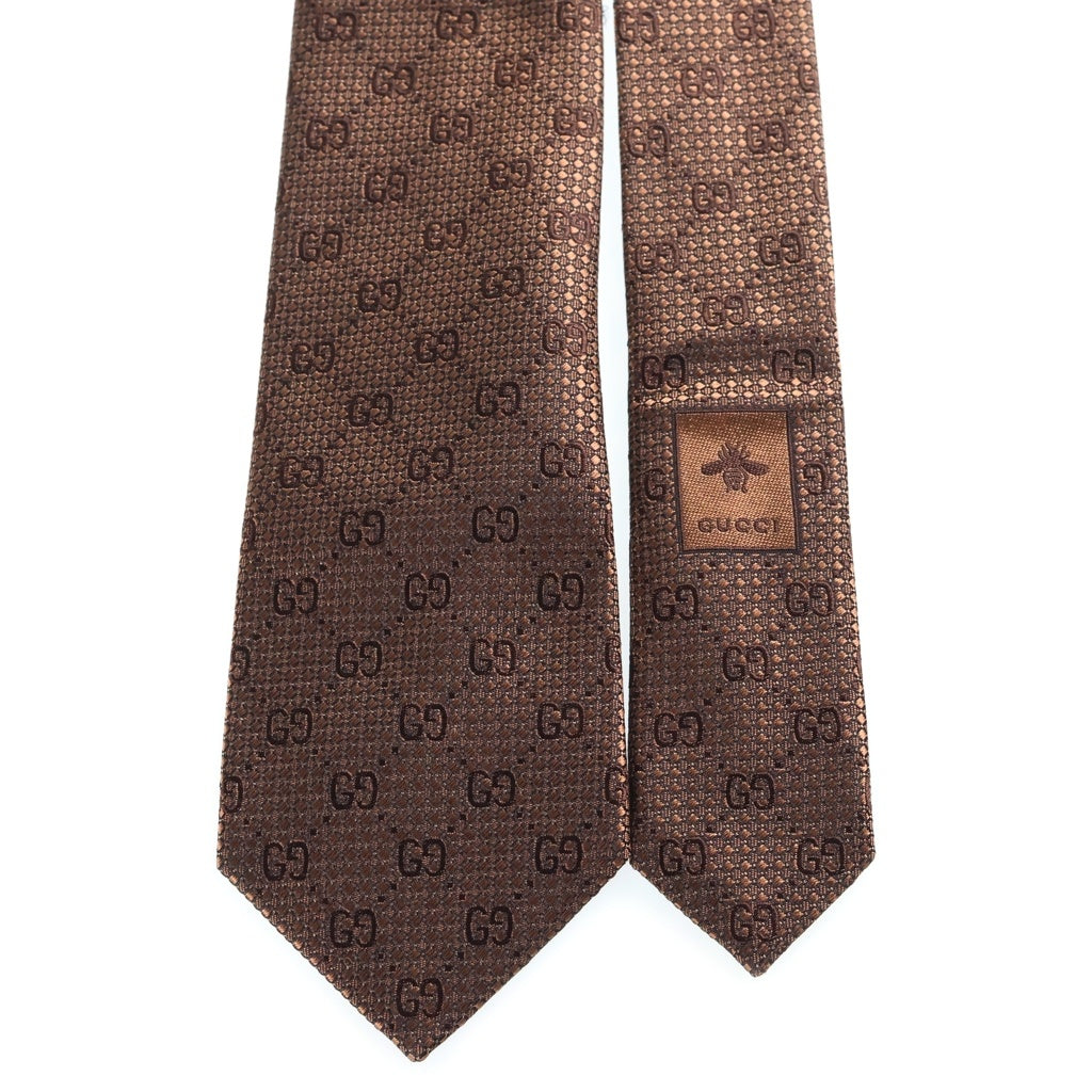 GUCCI(グッチ) GGパターン シルクジャカード ネクタイ ブラウン 790227